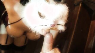 Filthy stud fucks a Bae Bae into a cat mask and tights