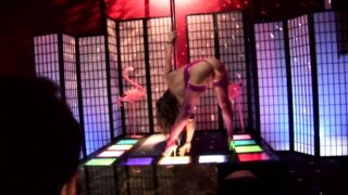 Hottie chicks are ready to satisfy their customers inside a club at the same time
