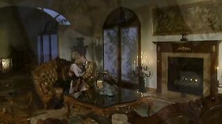 Huge haired Beauty receives her throbbing on a chair