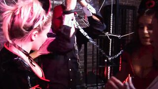 2 filthy vixens use stud as their sex sub into a dungeon