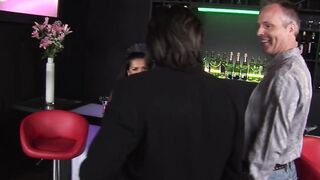 Beauty blonde and dark haired plowed 2 men hardcore