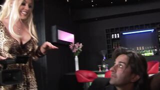 Beauty blonde and dark haired plowed 2 men hardcore