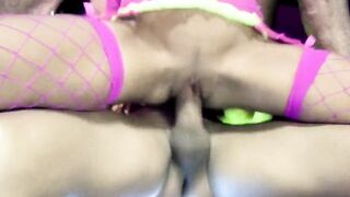 Big Boobed blonde gets her holes filled with dicks