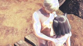 Anime Uncensored 3D - Kitty boobjob and plowed with cumshot - Japanese oriental Manga Cartoon Game Porn