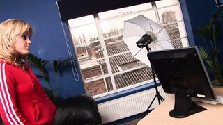 Amazing blonde slut wnats to boned a stud inside his office
