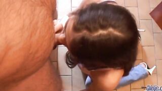 Super barely legal with natural jugs gets cunt screwed by older man dick and she swallows all