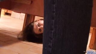 Super barely legal with natural jugs gets cunt screwed by older man dick and she swallows all