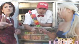 2 tiny breasts teenagers engaging into a Bae 3 way