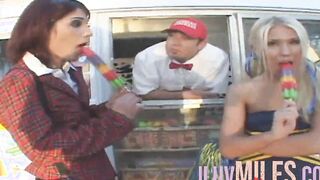 2 tiny breasts teenagers engaging into a Bae 3 way