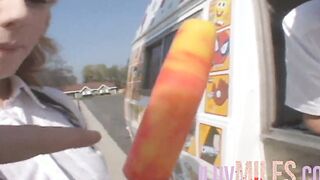 Blonde 18 with tiny jugs is fuck into a van