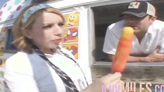 Blonde 18 with tiny jugs is fuck into a van