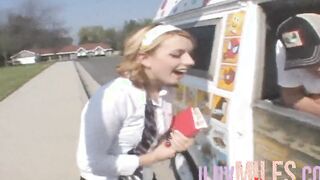 Blonde 18 with tiny jugs is fuck into a van