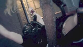 Dirty blonde into pvc uses guy for her banged satisfaction