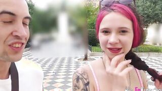 Slutty Spanish tourist licks penis into the middle of Seville!