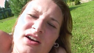 19 Yo masturbates with Sex Toy into the pool and her next door shows up and fucks her with