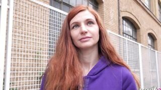 GERMAN SCOUT - Thin Red Head Ukrainian Teenie Lina Joy Pickup for Hard Casting Banged!