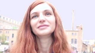 GERMAN SCOUT - Thin Red Head Ukrainian Teenie Lina Joy Pickup for Hard Casting Banged!