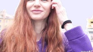 GERMAN SCOUT - Thin Red Head Ukrainian Teenie Lina Joy Pickup for Hard Casting Banged!
