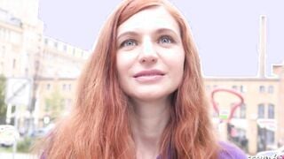 GERMAN SCOUT - Thin Red Head Ukrainian Teenie Lina Joy Pickup for Hard Casting Banged!