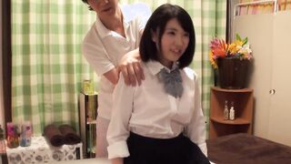 Uniformed girls feeling ecstasy by the hands of a therapist three Part4