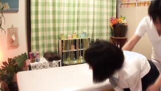 Uniformed girls feeling ecstasy by the hands of a therapist three Part4