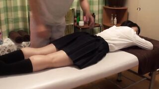 Uniformed girls feeling ecstasy by the hands of a therapist three Part4