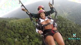 The number 1 black actress from Colombia Mariana Martix goes paragliding masturbating nude