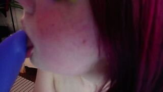 freckled red head masturbating into oil white underwear