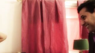 Amazing blondes into tights share dude's stiff tool into the living room