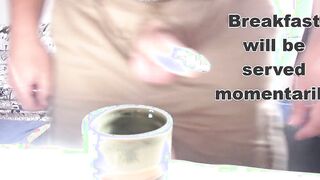 Stunning 18 year old drinks Coffee with cum