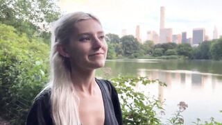 Sucking Off stranger's penis inside New York central park to let him boned me and cum all over my adorable face - Eva Elfie