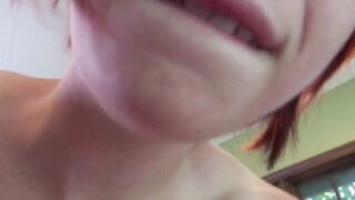 A yummy red haired women gets her fill of huge penis