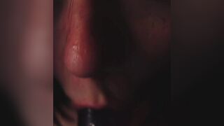 chick sucking off 2 sex toys and sensually waving her long butt