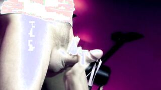 Dirty stud rips blonde's fishnet pantyhose so he can lick her