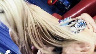 beauty milf gets facial after rides dude's stiff pole cowgirl style