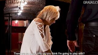 Blonde Mom Cries While Caned on Her Booty