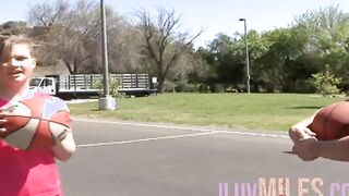 After basketball tiny breasts teens banged with a facial