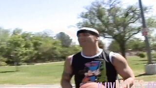 After basketball tiny breasts teens banged with a facial