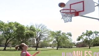 After basketball tiny breasts teens banged with a facial