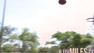 After basketball tiny breasts teens banged with a facial