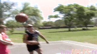 After basketball tiny breasts teens banged with a facial