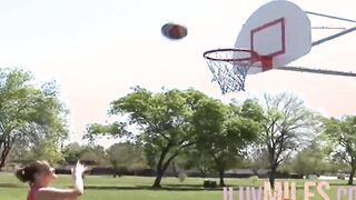 After basketball tiny breasts teens banged with a facial