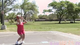 After basketball tiny breasts teens banged with a facial