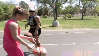 After basketball tiny breasts teens banged with a facial