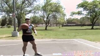 After basketball tiny breasts teens banged with a facial