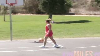 After basketball tiny breasts teens banged with a facial