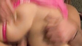 Tiny boobed blonde loves to riding rough dicks
