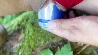 SODA CAN vs Amateur milking MILF. Outside weird insertions