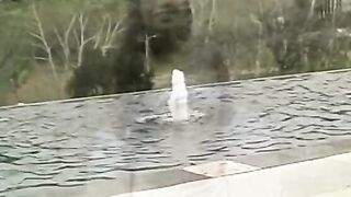 Pretty women with slant eyes sucks penis and gets her soak twat drilled near the pool