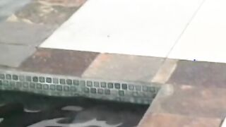 Pretty women with slant eyes sucks penis and gets her soak twat drilled near the pool